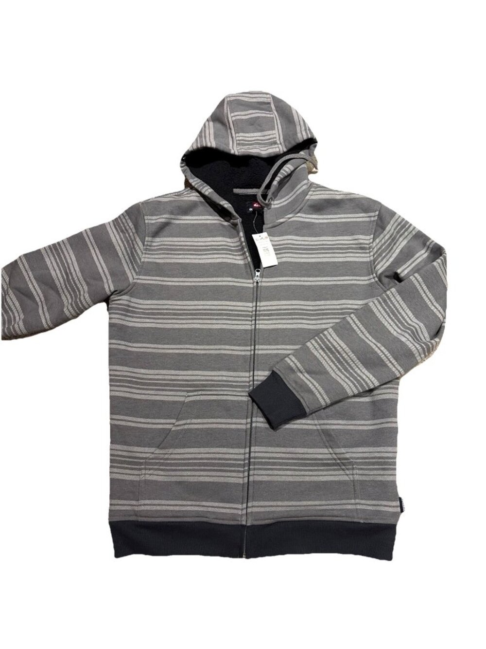 Y2K Quicksilver Full Zip Sherpa Lined Jacket Men's Sz M Brodes Stripe Skater NEW
